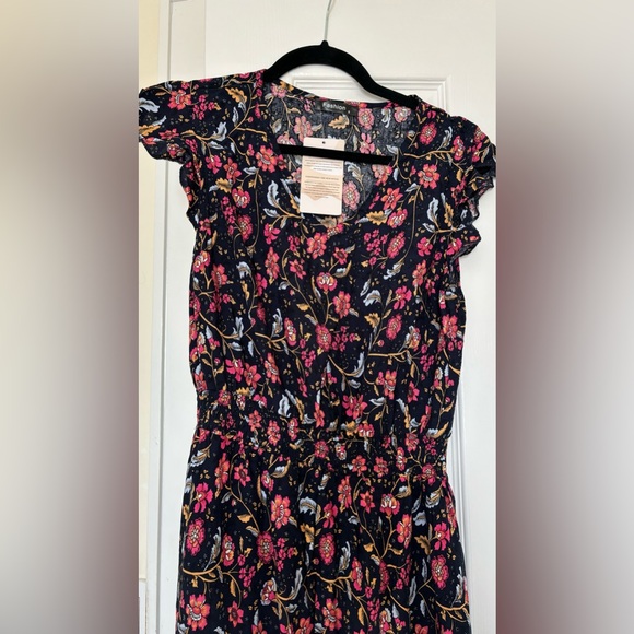 NWT Flutter Short Sleeve Boho Floral Maxi Dress Handkerchief Hem Size S - Picture 8 of 8